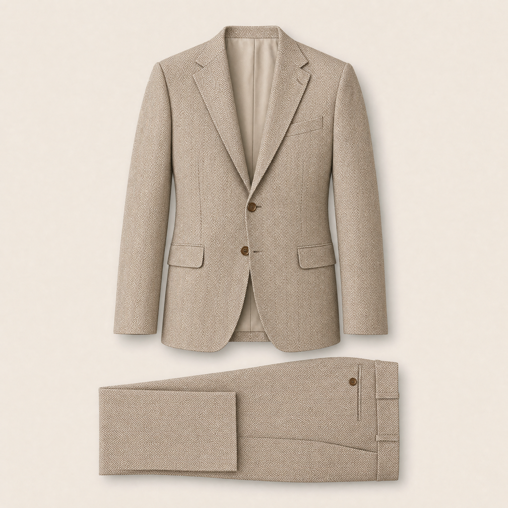 Bahama two-piece suit — Light Brown Herringbone