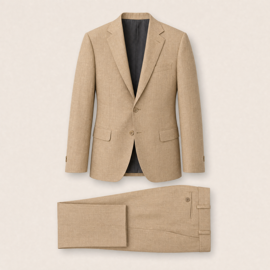 Baillie two-piece suit — Camel technical