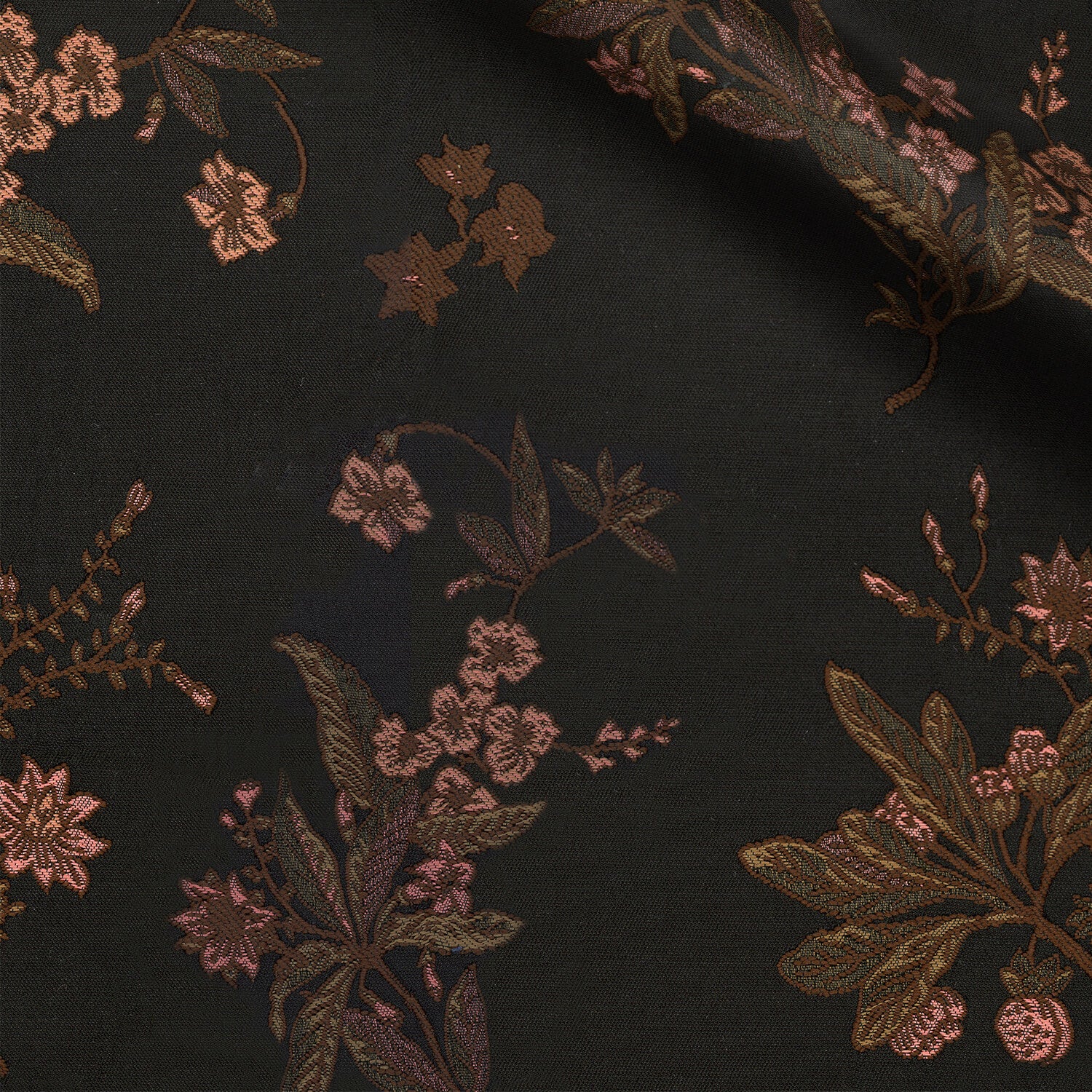 Belleville fabric swatch — Black jacquard, 226 gsm, Draperì Corsini