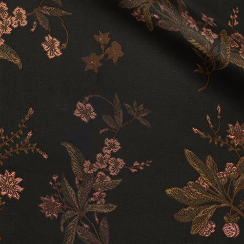 Belleville fabric swatch — Black jacquard, 226 gsm, Draperì Corsini