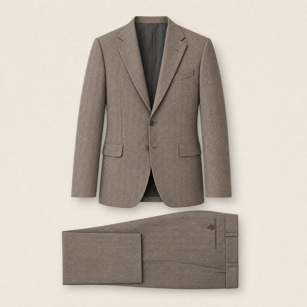 Bibijagua two-piece suit — Chocolate Herringbone