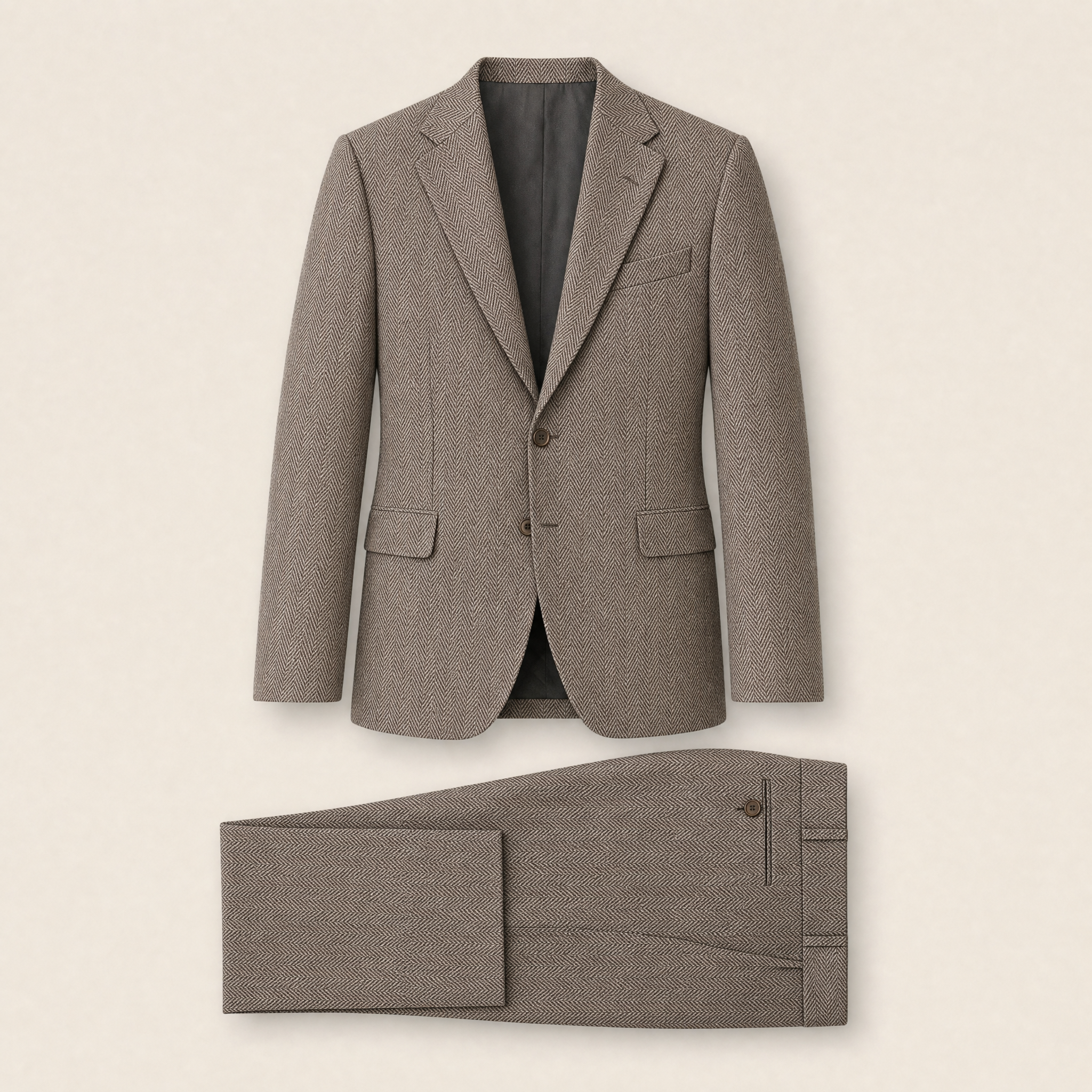 Bibijagua two-piece suit — Chocolate Herringbone