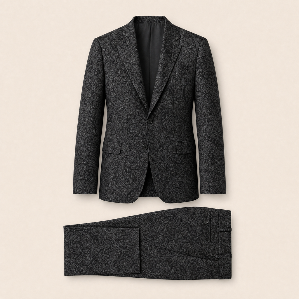 Black Paisley two-piece suit — Onyx Black Paisley