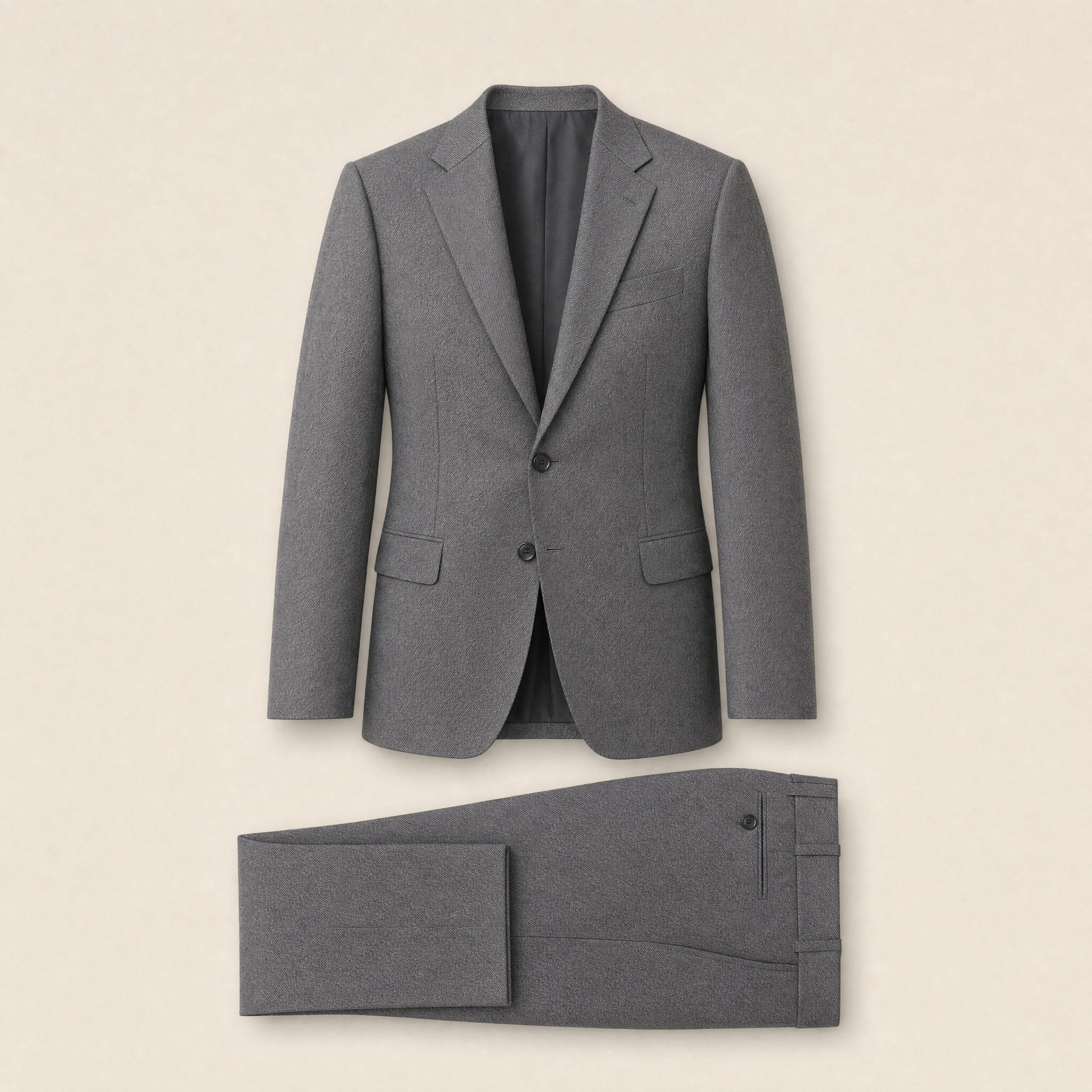 Blazies two-piece suit — Iron Gray technical, on model