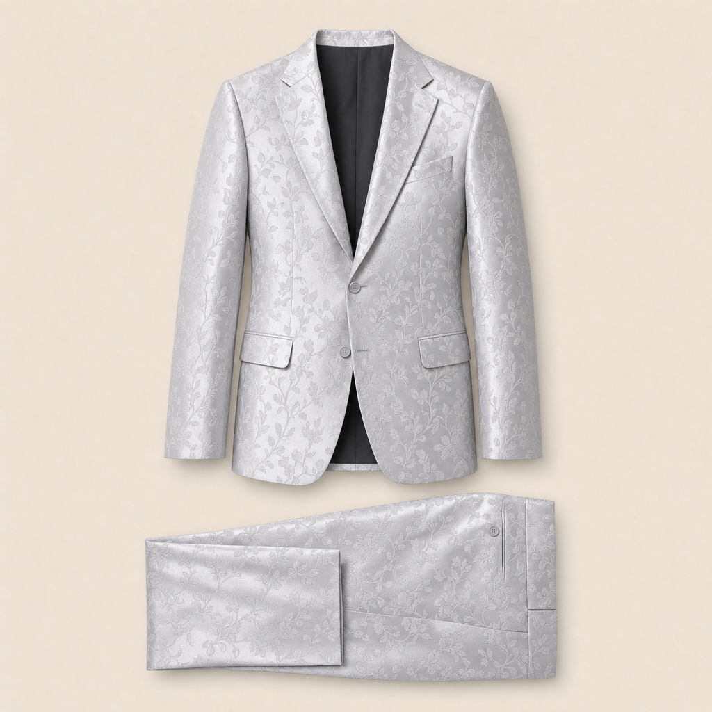 Bridal Silver two-piece suit — Silver jacquard