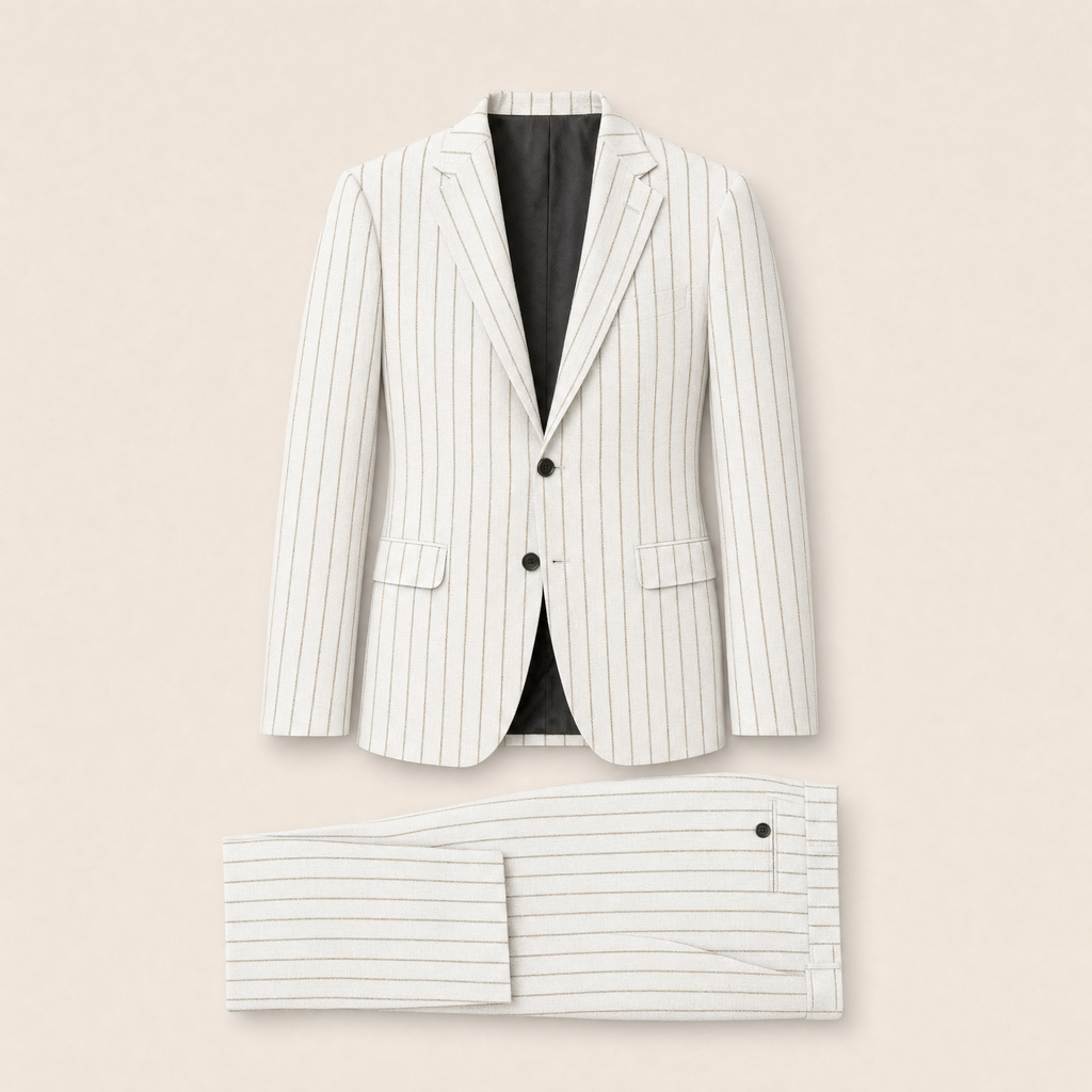 Brock two-piece suit — All White Striped