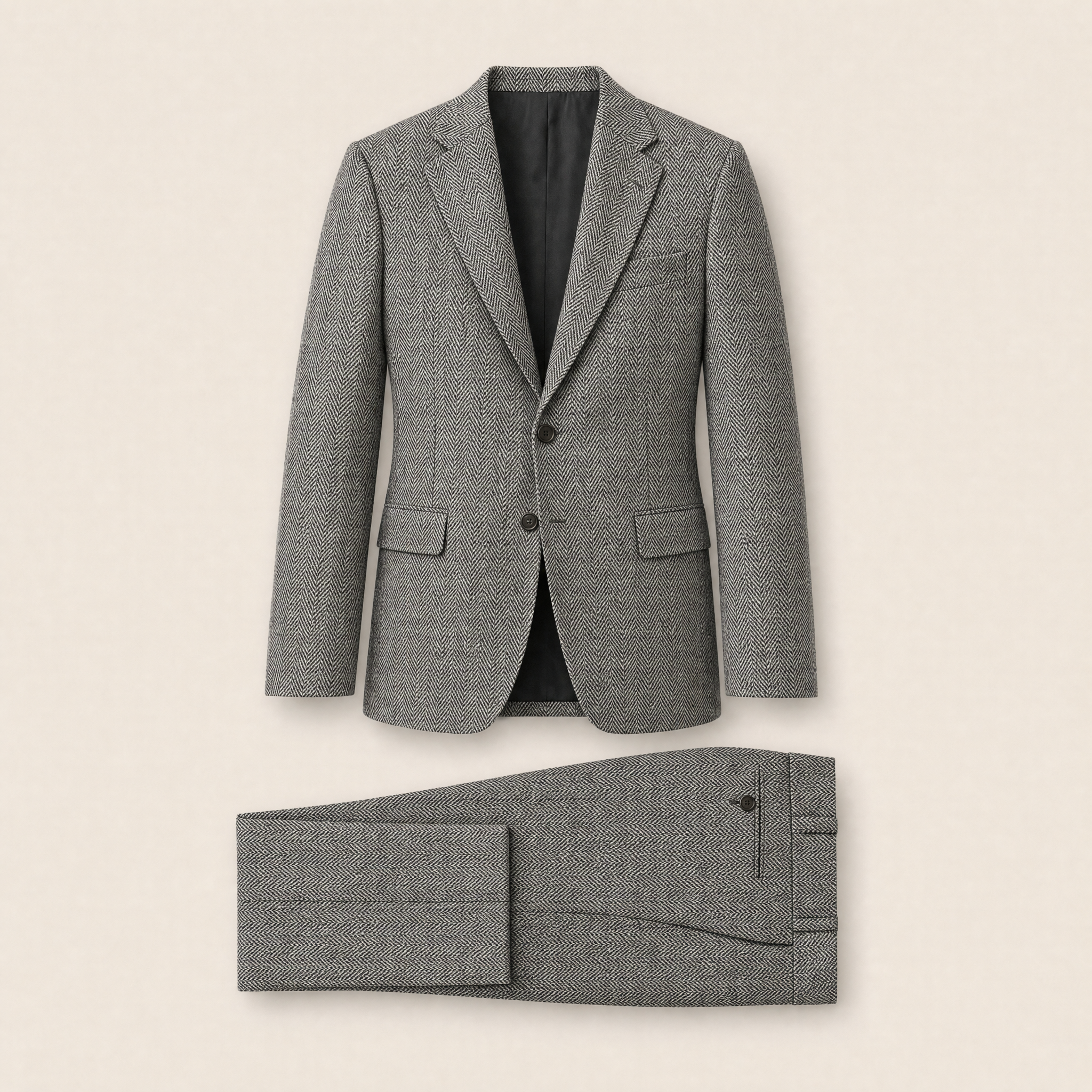 Caribe two-piece suit — Dark Gray Herringbone