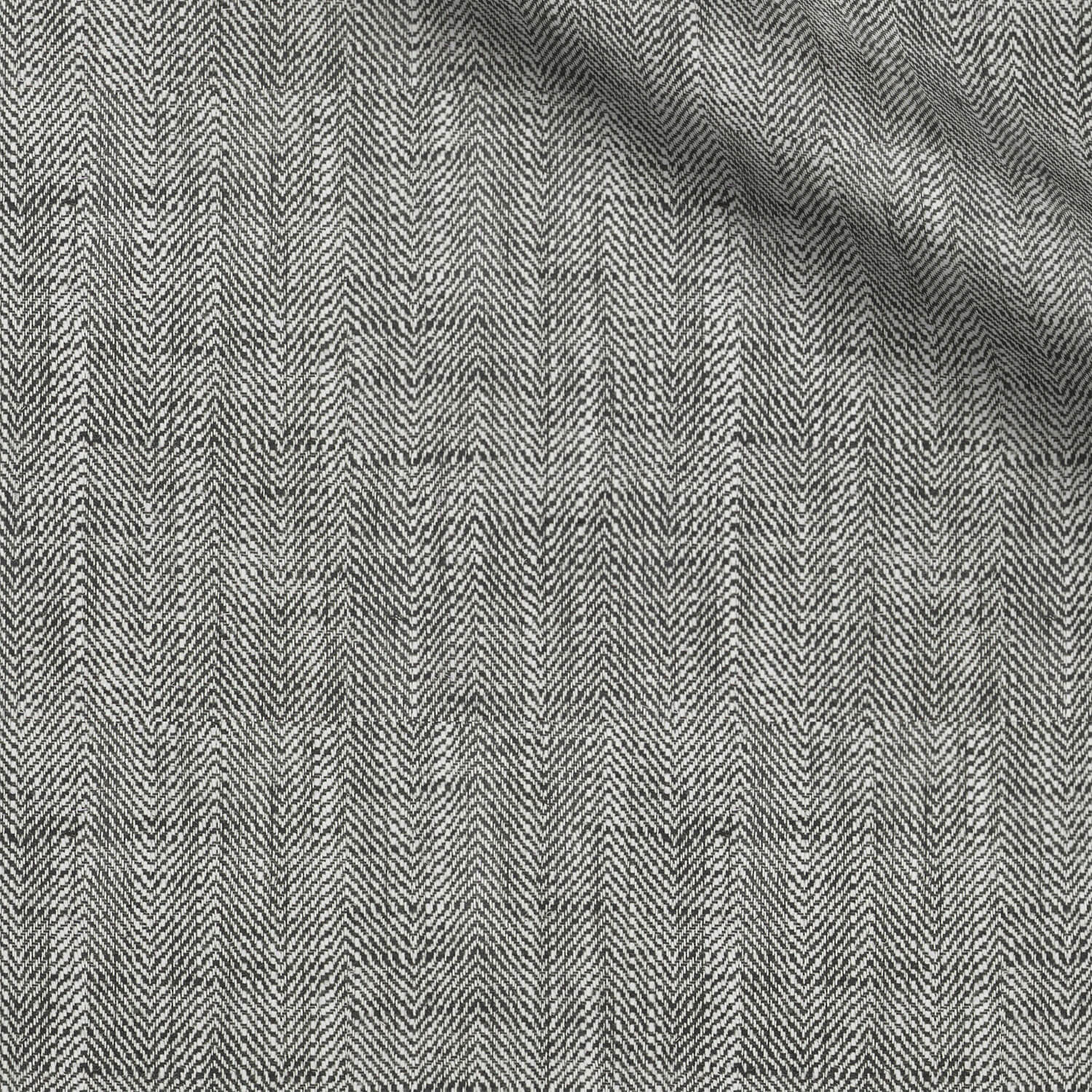 Caribe fabric swatch — Dark Gray Herringbone, Piero Tallini