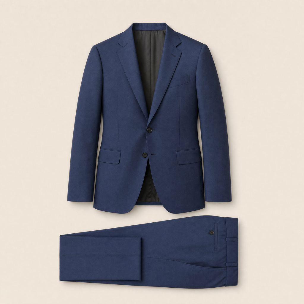 Cheviot two-piece suit — Cobalt Blue herringbone