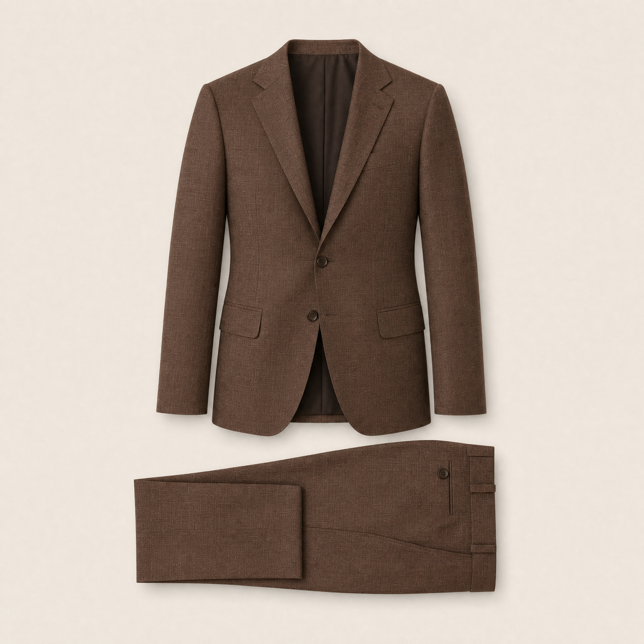 Chiva two-piece suit — Chocolate cotton-linen