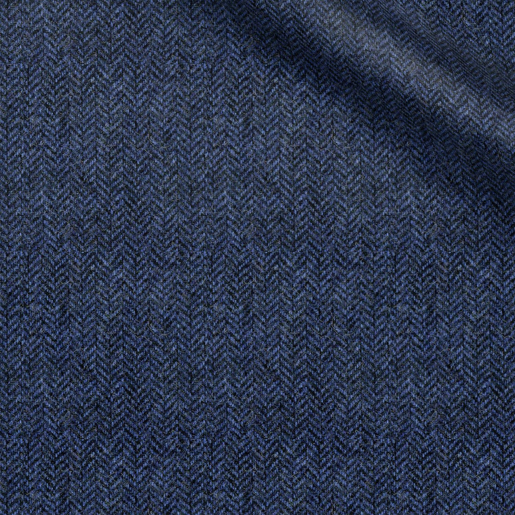 Connell fabric swatch — Royal Blue herringbone, 215 gsm, Draperì Corsini