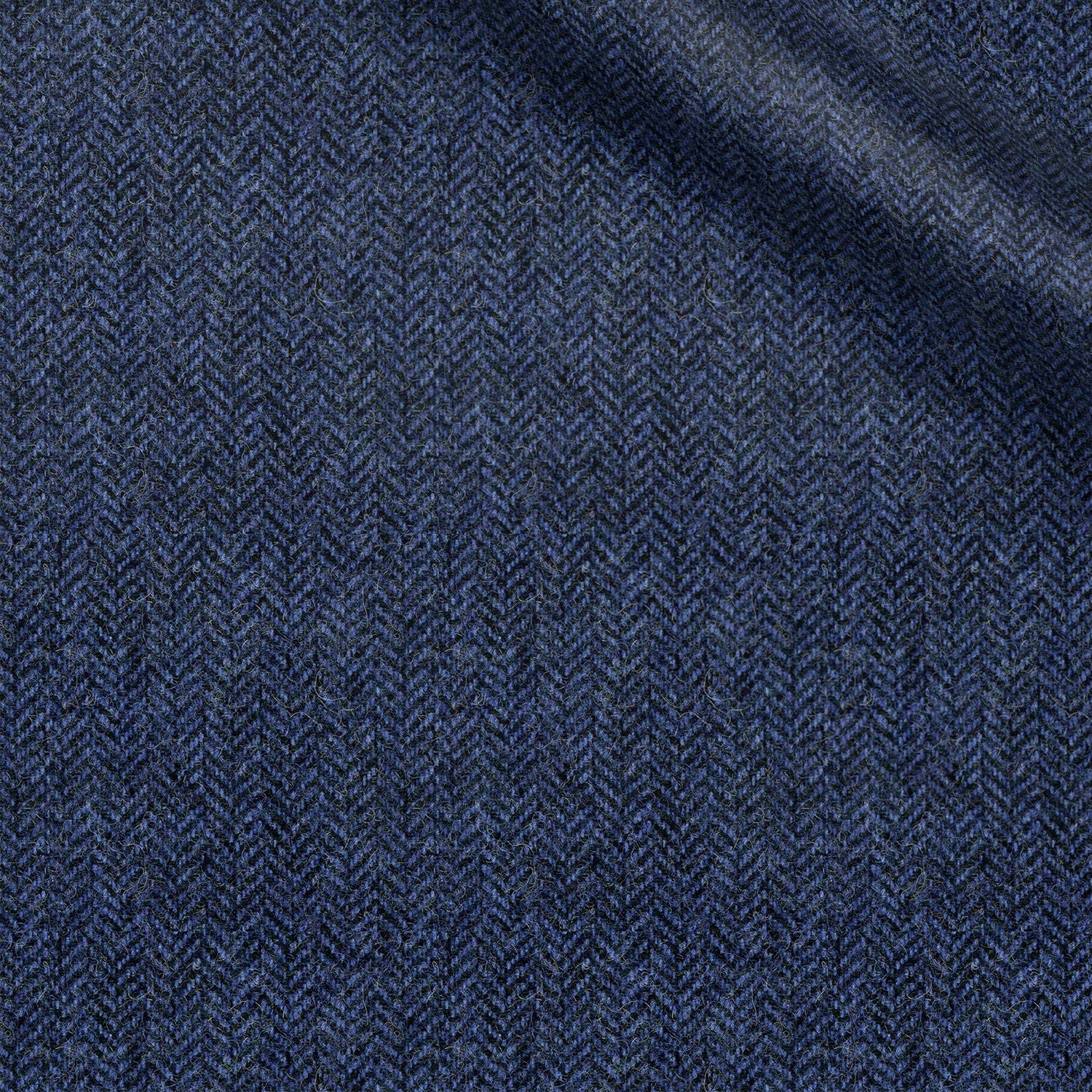 Connell fabric swatch — Royal Blue herringbone, 215 gsm, Draperì Corsini