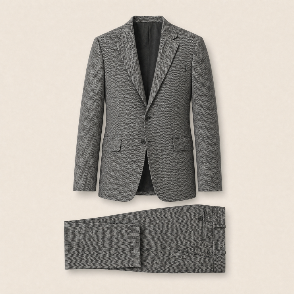 Cork two-piece suit — Gray wool blend