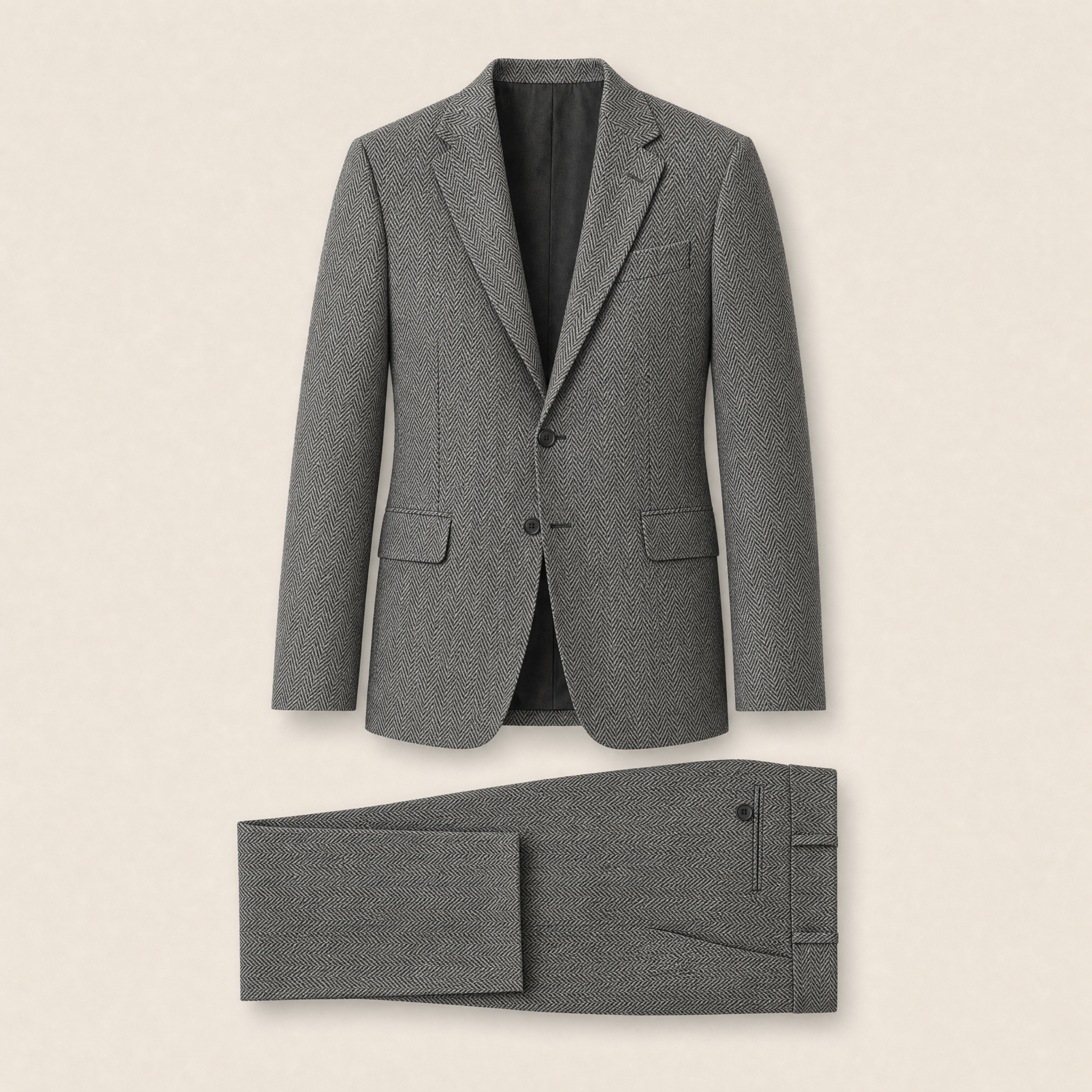 Cork two-piece suit — Gray wool blend