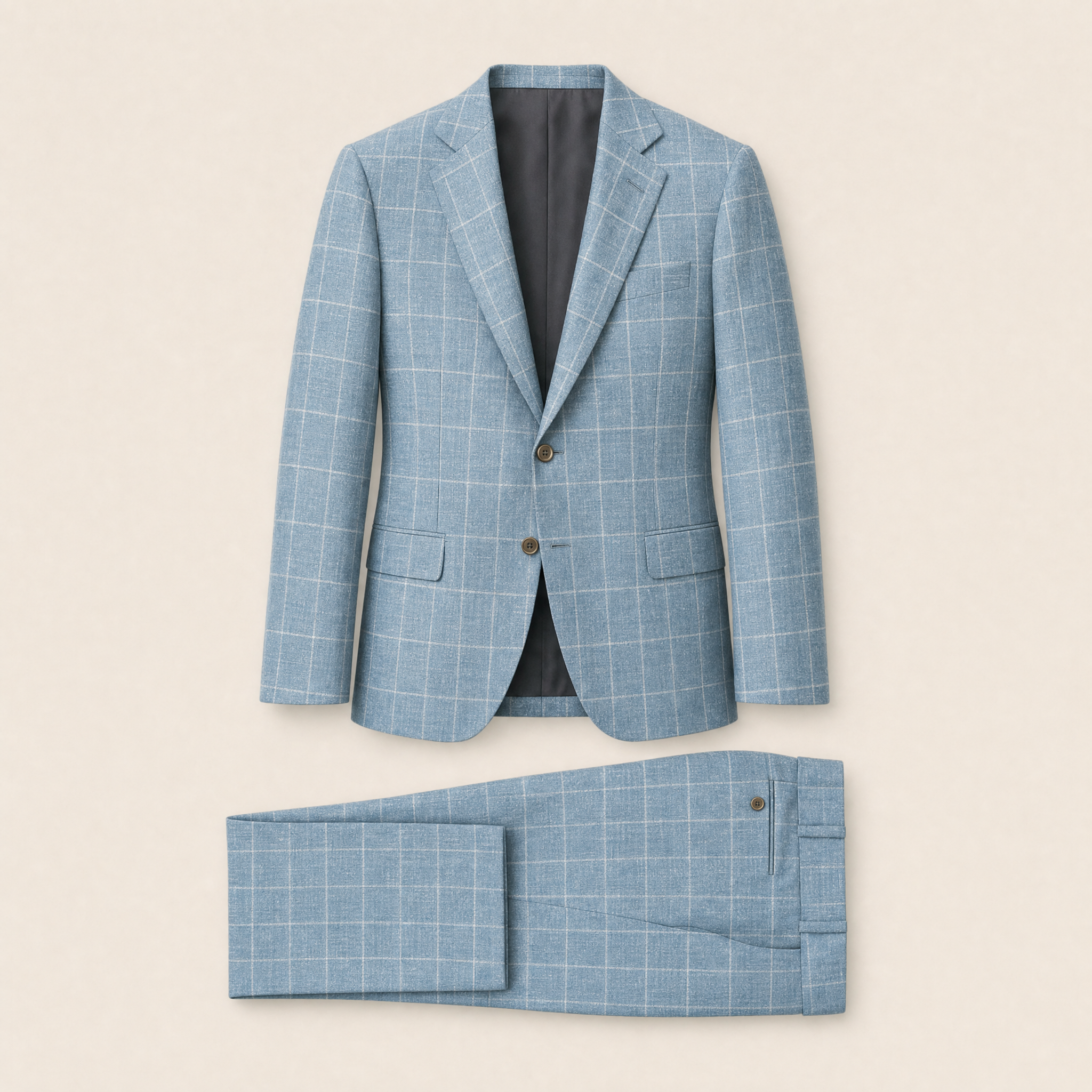 Delli Colli two-piece suit — Light Blue Checked