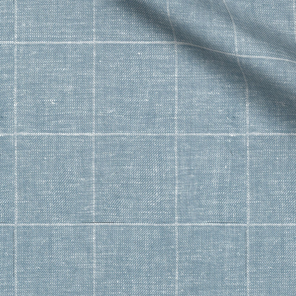 Delli Colli fabric swatch — Light Blue Checked, Piero Tallini