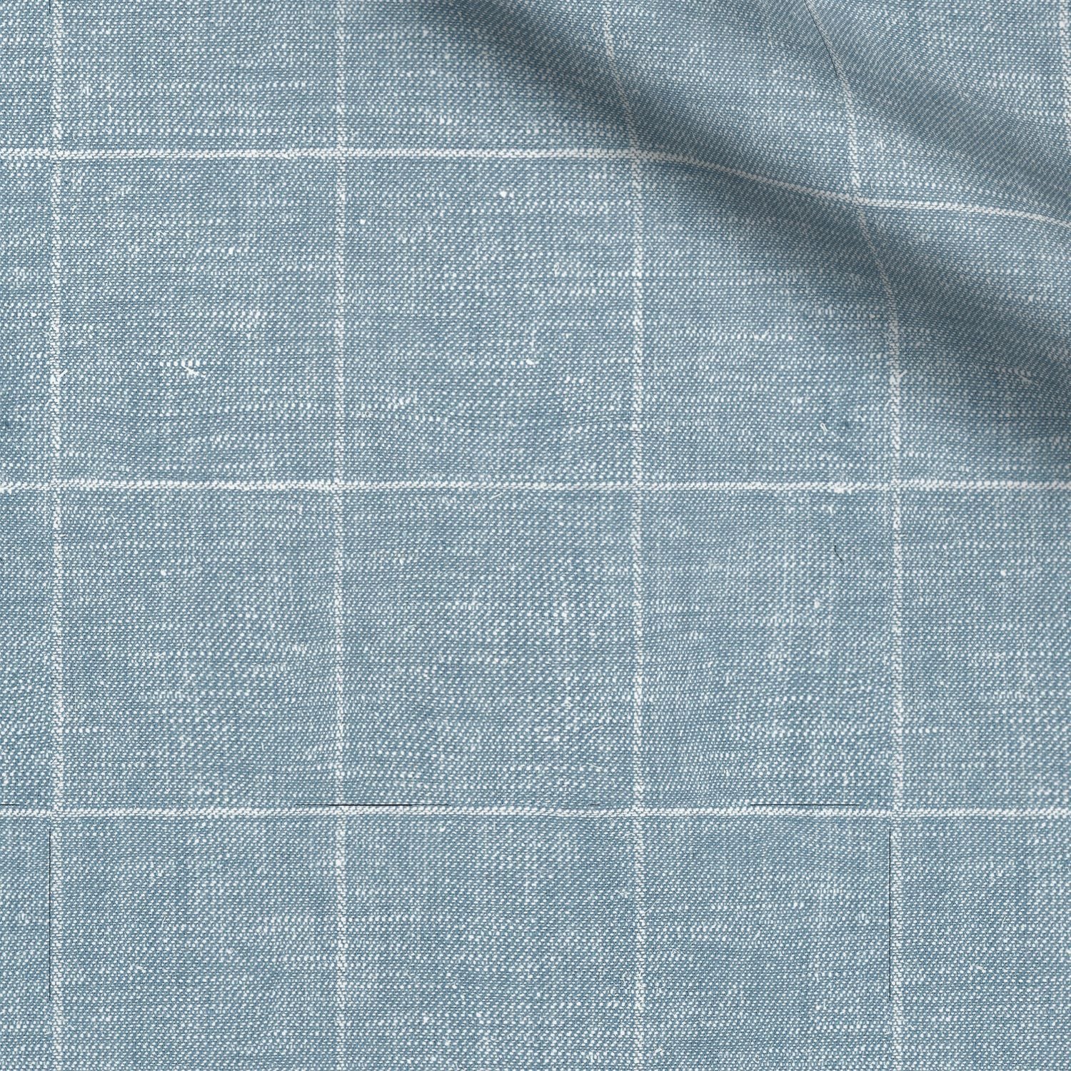Delli Colli fabric swatch — Light Blue Checked, Piero Tallini