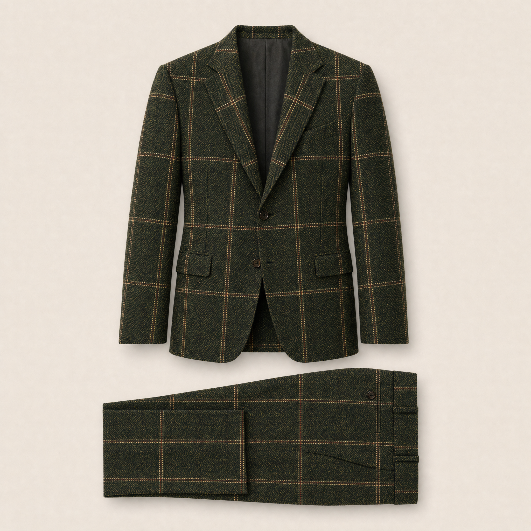 Edan two-piece suit — Forest Green wool blend