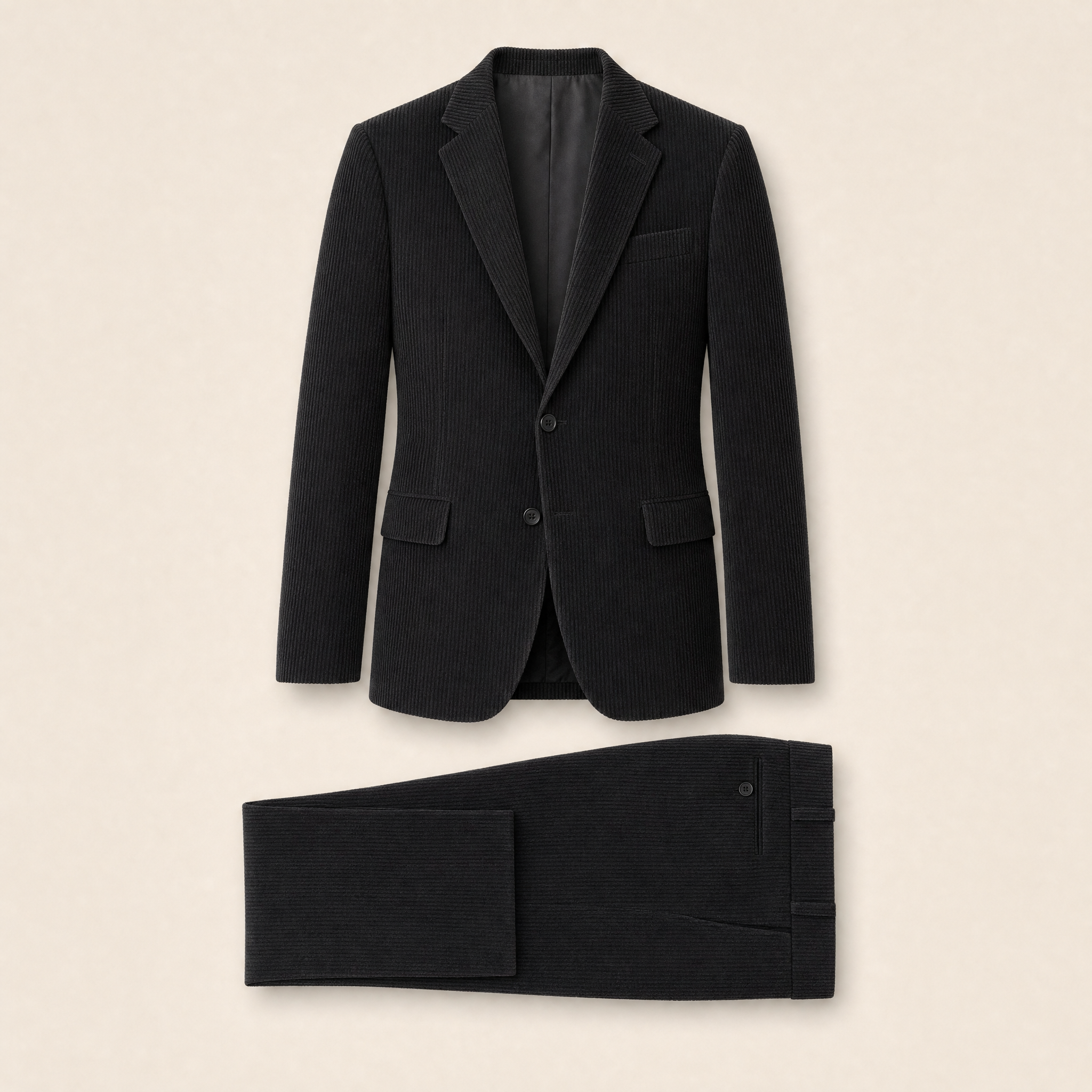 Flusser two-piece suit — Black cotton