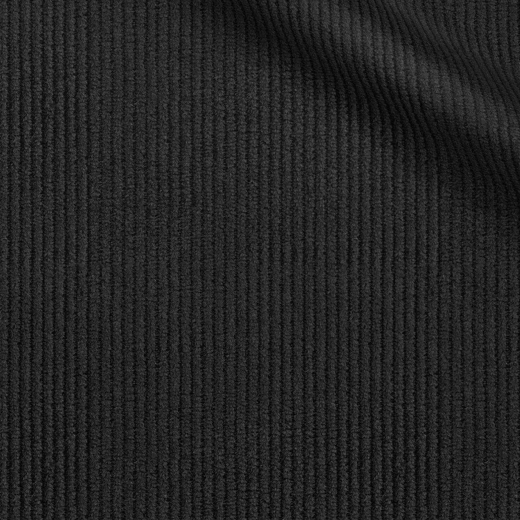 Flusser fabric swatch — Black corduroy, 290 gsm, Draperì Corsini