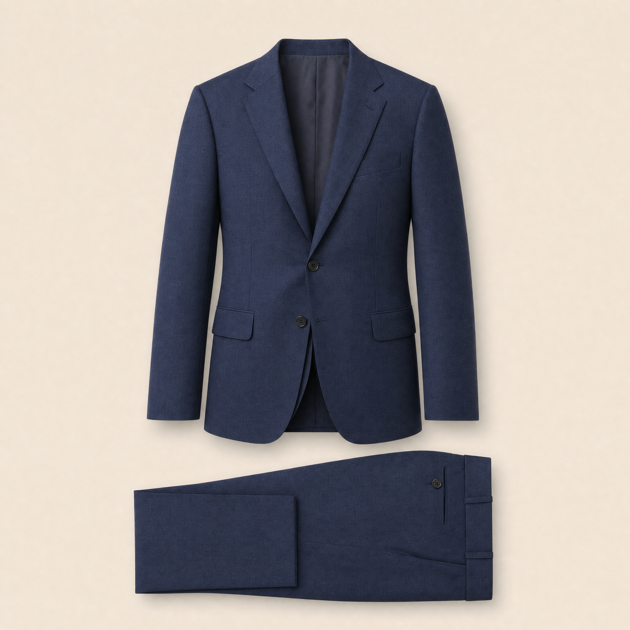 Hermit two-piece suit — Navy Blue technical, on model