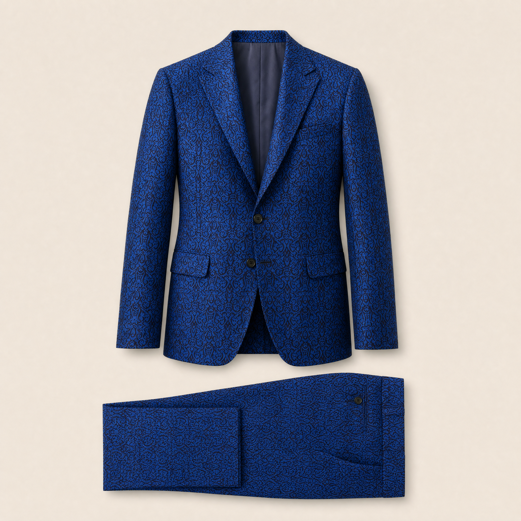 Humphreys two-piece suit — Cobalt Blue jacquard