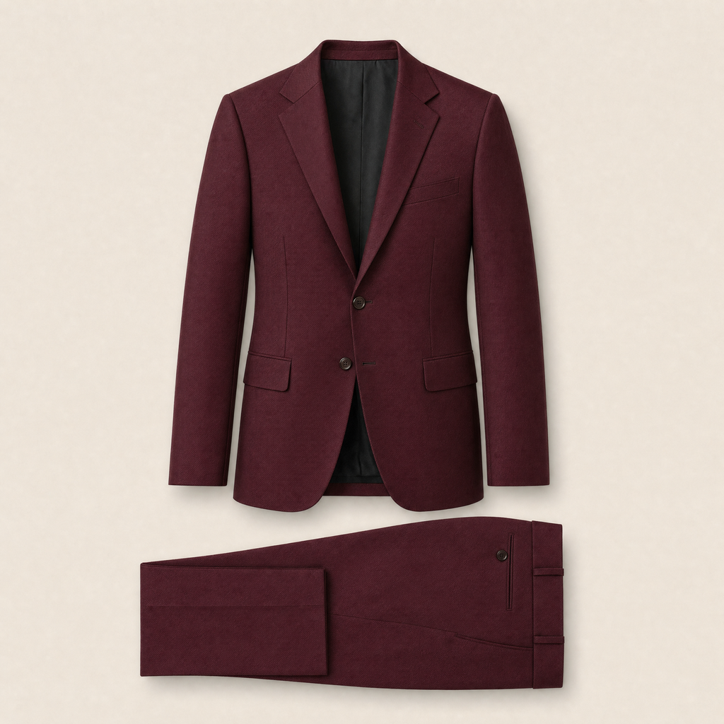 Kahlo two-piece suit — Burgundy wool blend