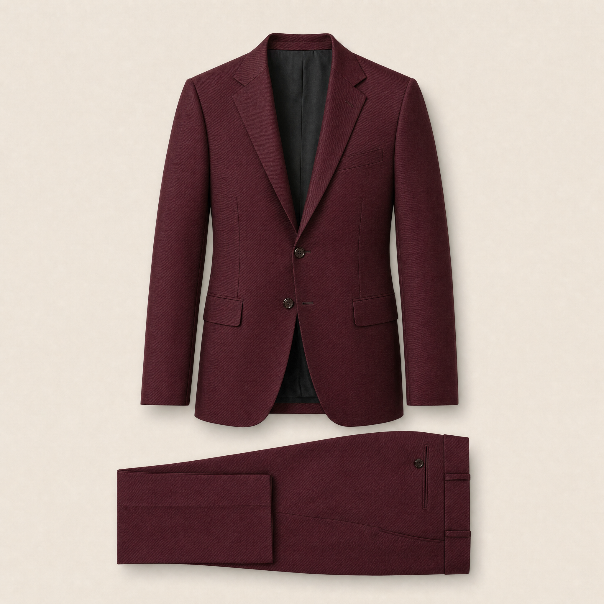 Kahlo two-piece suit — Burgundy wool blend
