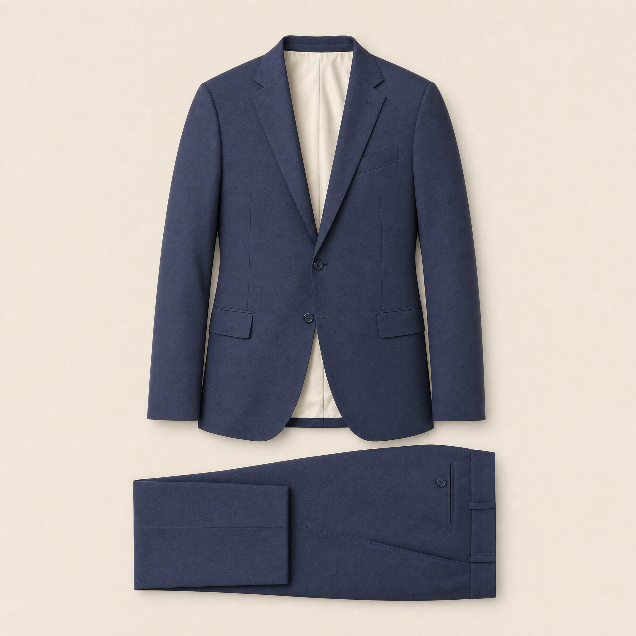 Karels two-piece suit — Navy Blue technical, on model