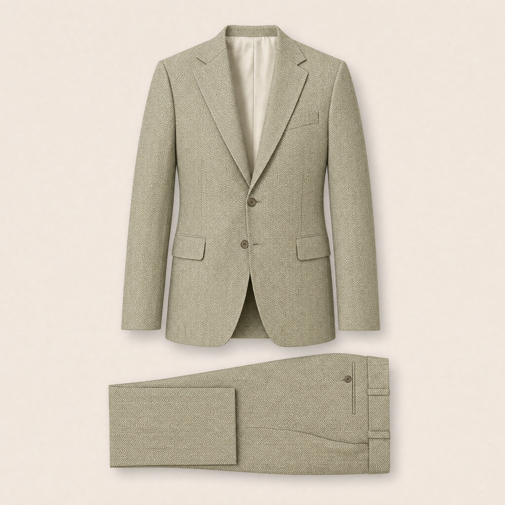 Khadijah two-piece suit — Sage Green Herringbone