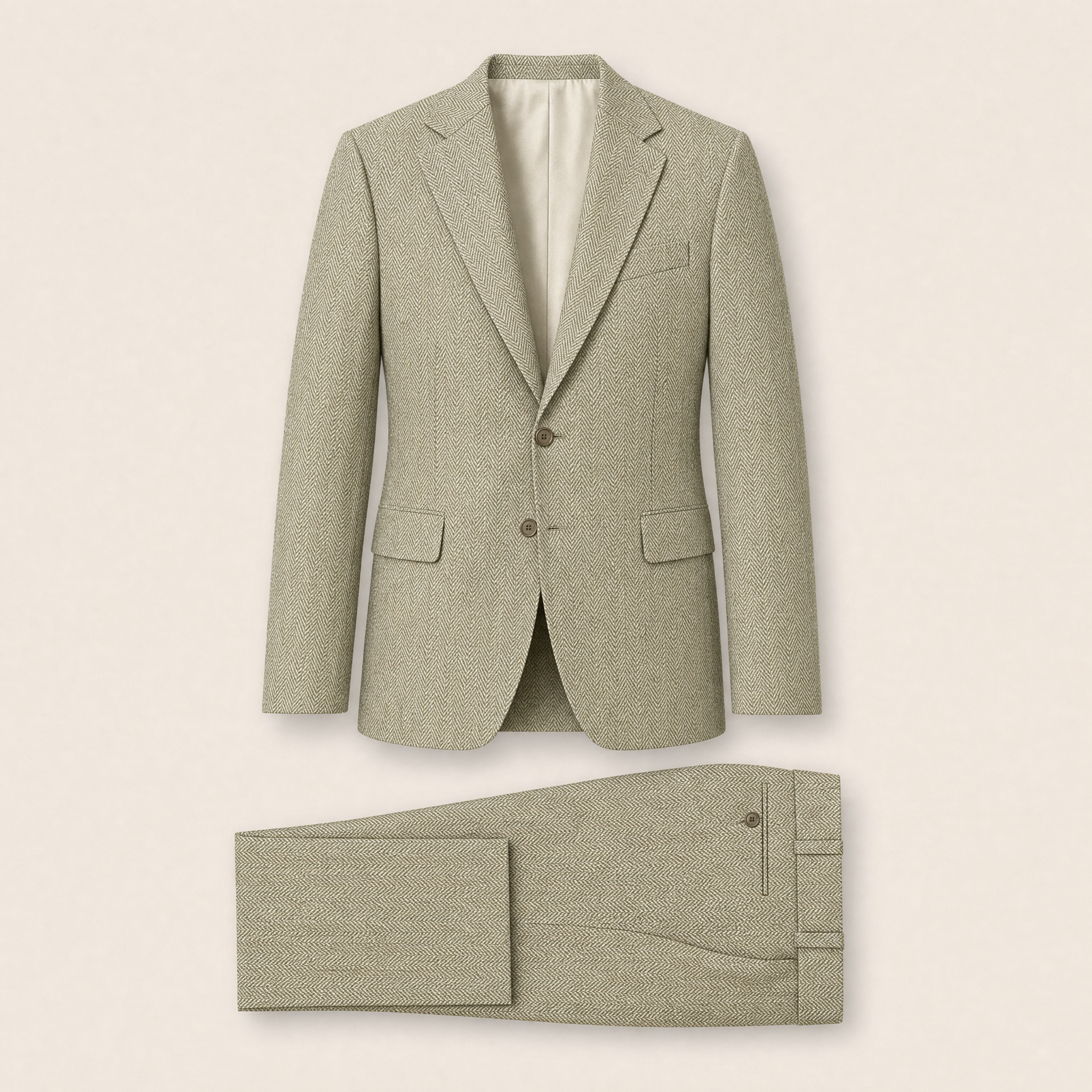 Khadijah two-piece suit — Sage Green Herringbone