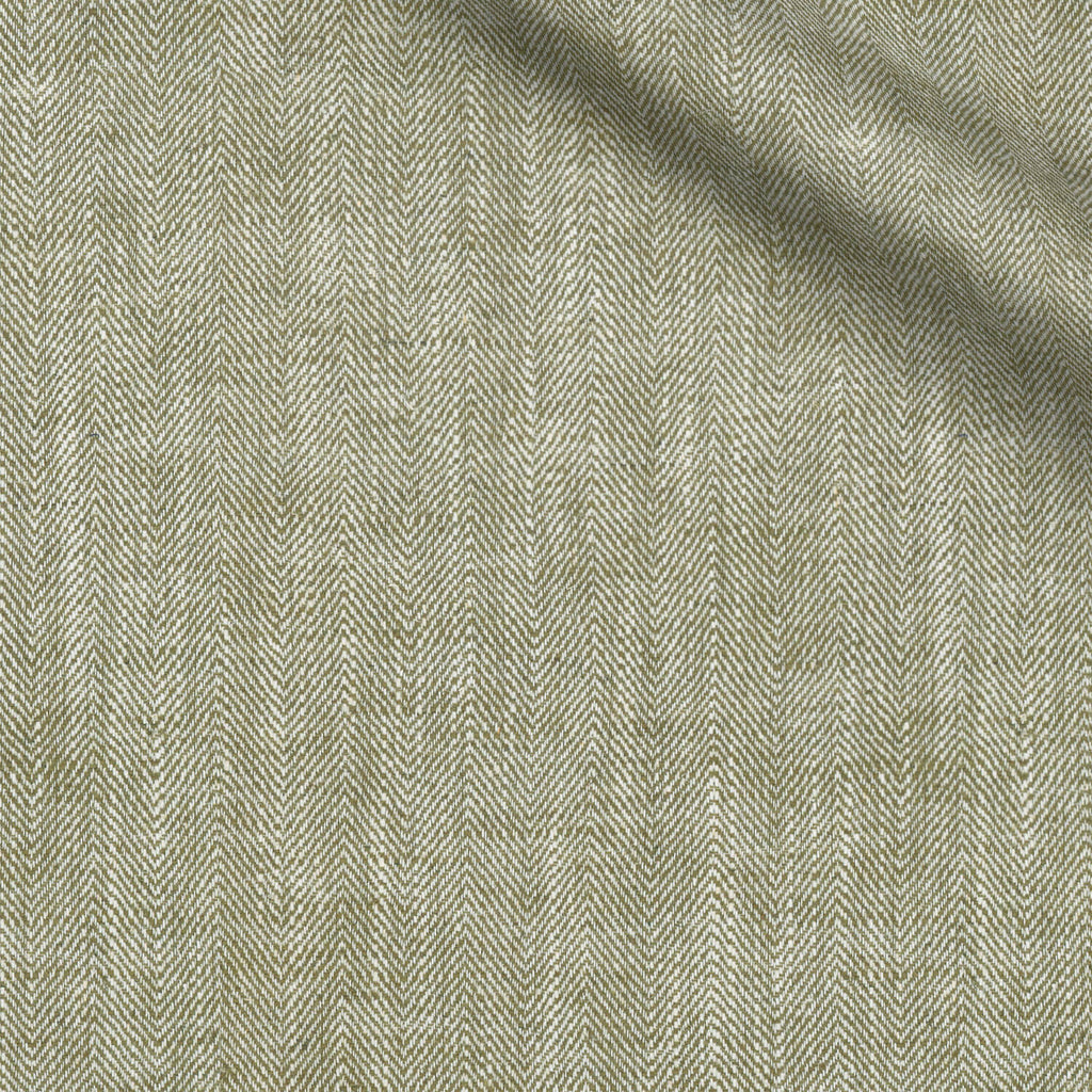 Khadijah fabric swatch — Sage Green Herringbone, Piero Tallini