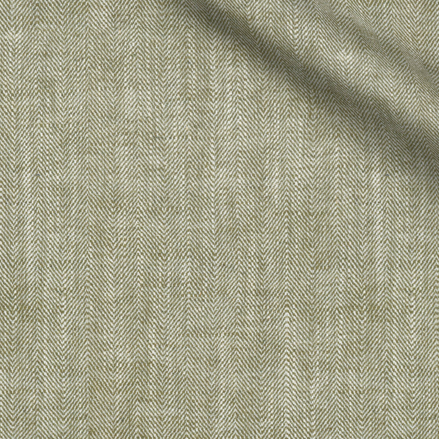 Khadijah fabric swatch — Sage Green Herringbone, Piero Tallini