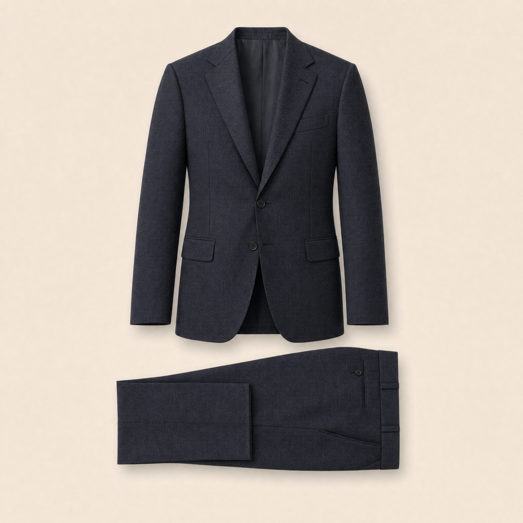 Marquette two-piece suit — Navy Blue merino wool