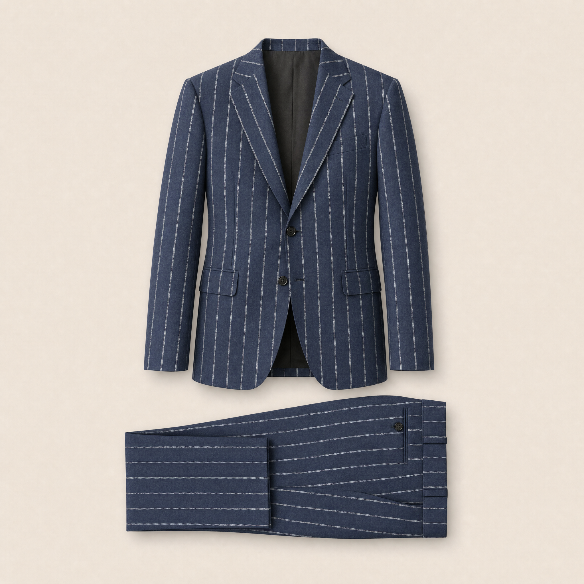 Megano two-piece suit — Navy Blue Striped