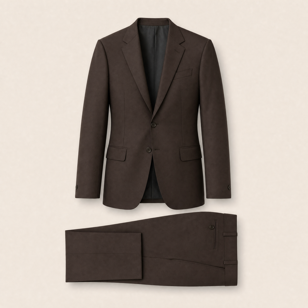 Meza two-piece suit — Chocolate technical