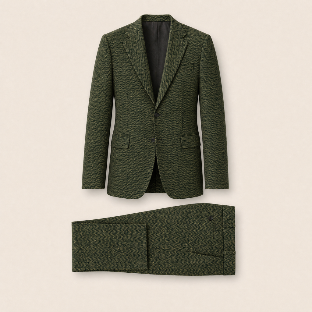 Phelps two-piece suit — Forest Green wool blend
