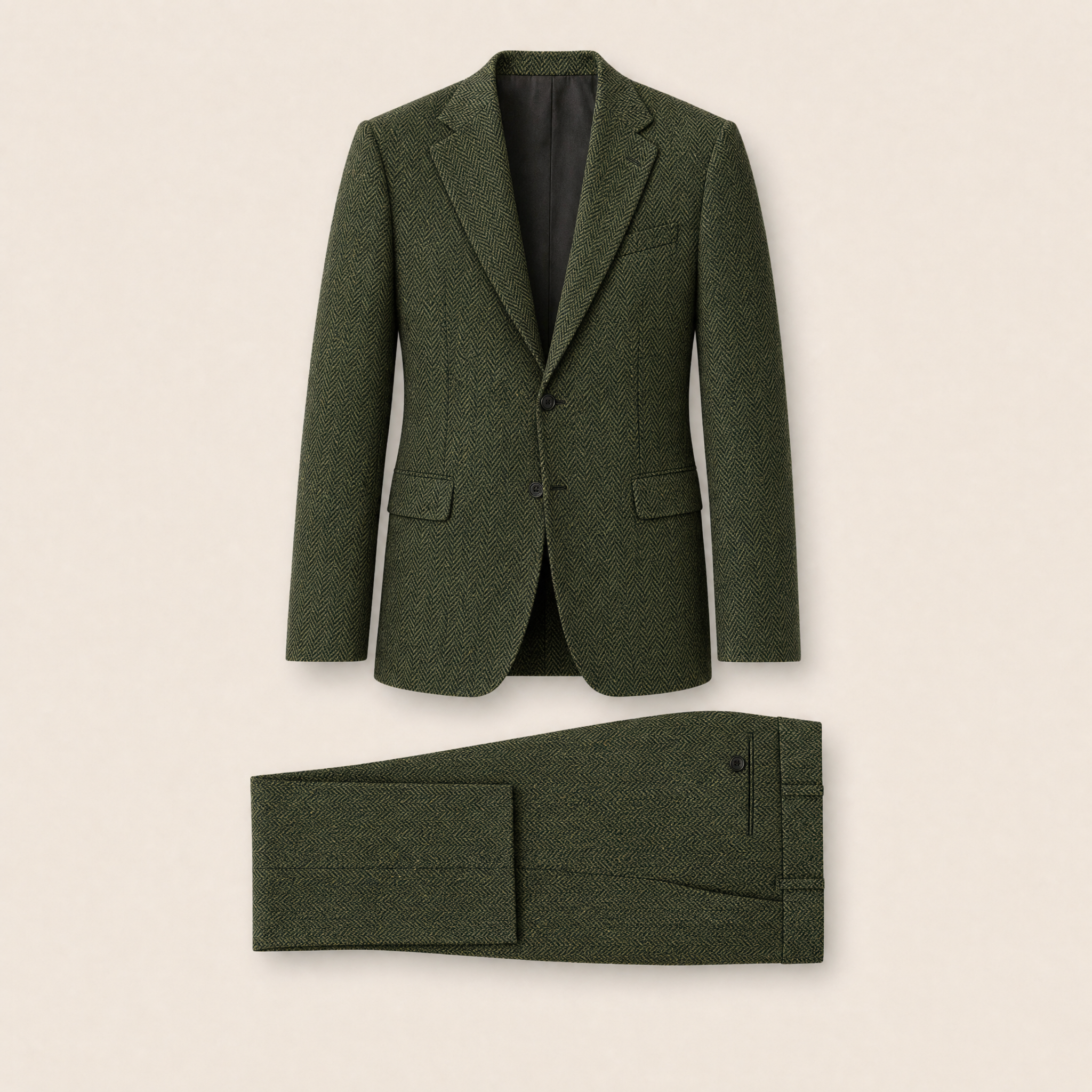 Phelps two-piece suit — Forest Green wool blend