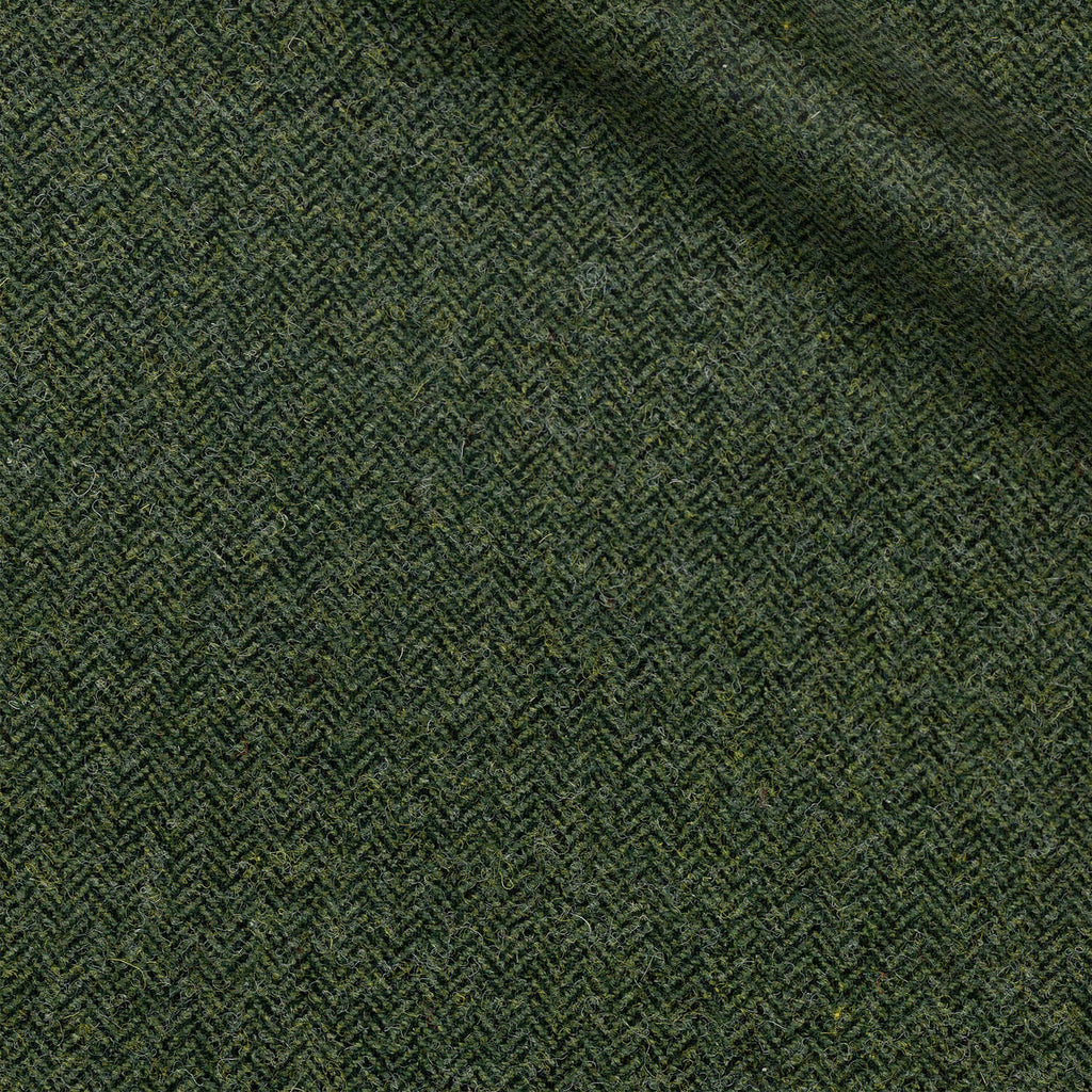 Phelps fabric swatch — Forest Green herringbone, 215 gsm, Draperì Corsini