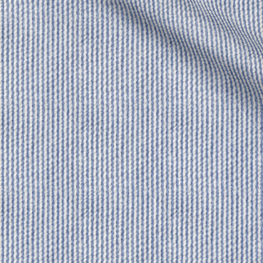 Ramdle fabric swatch — Mid Blue seersucker, Draperì Corsini