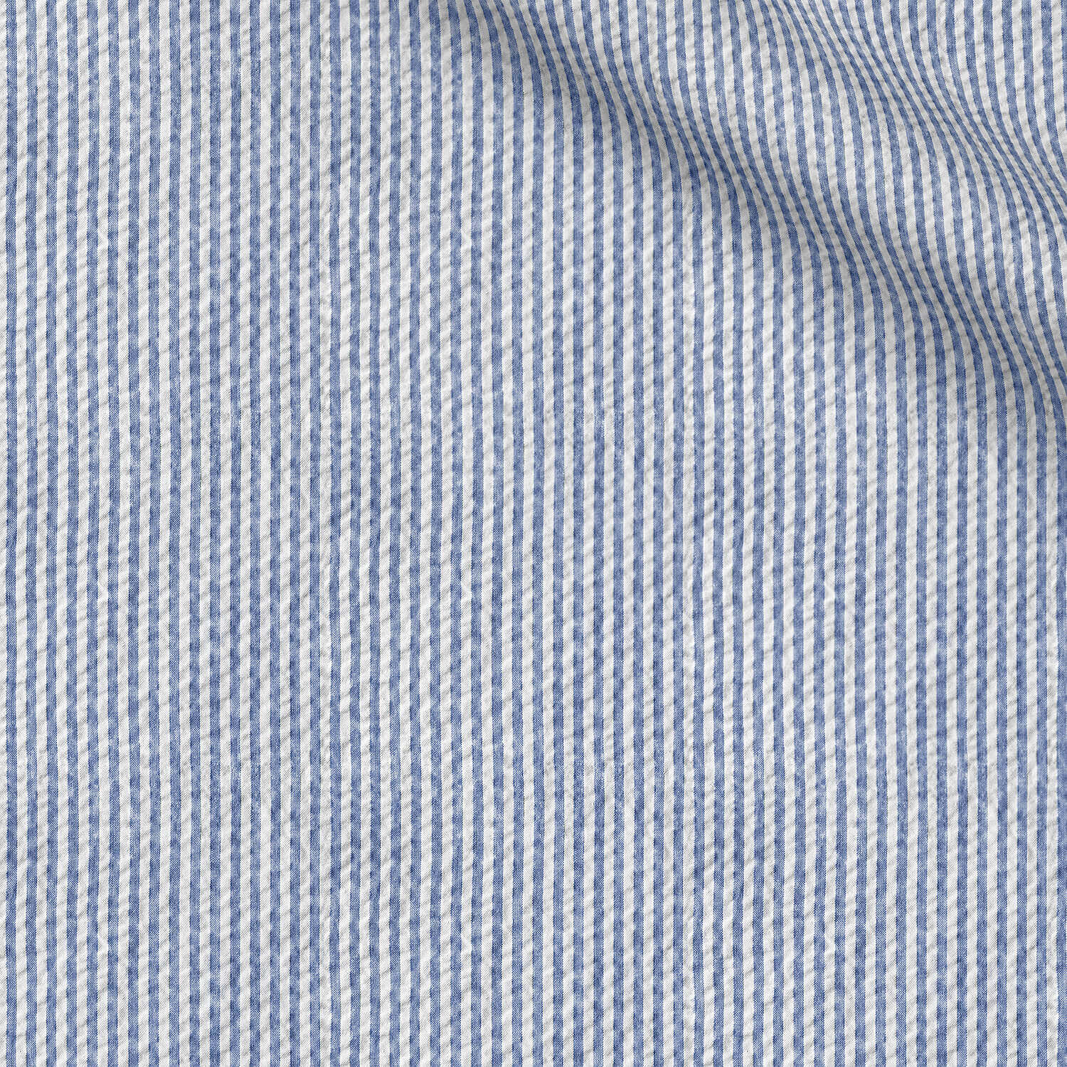 Ramdle fabric swatch — Mid Blue seersucker, Draperì Corsini
