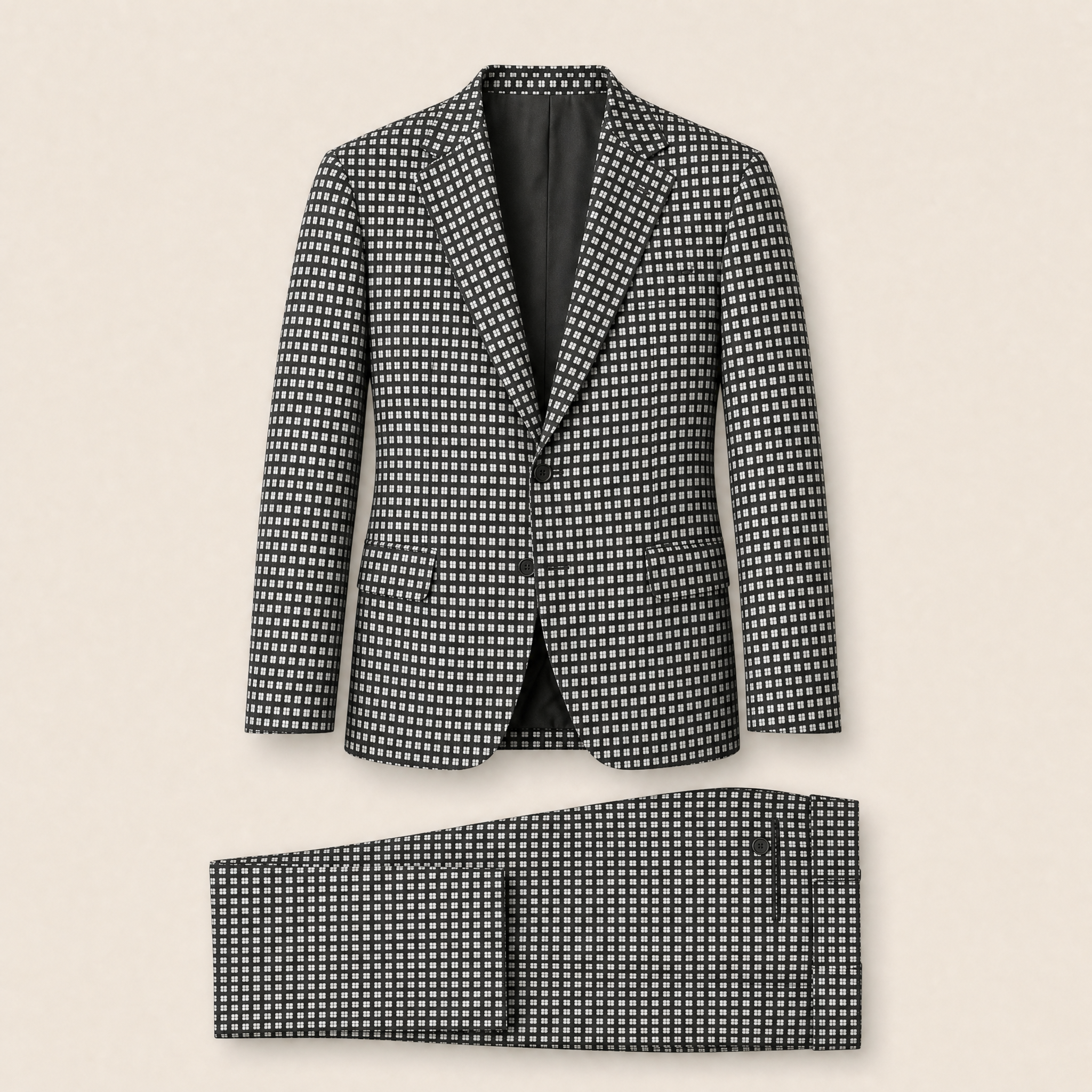 Romy two-piece suit — Black Micropattern