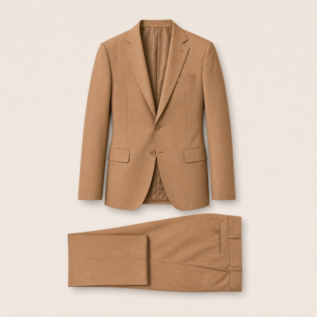 Sidecar two-piece suit — Camel technical