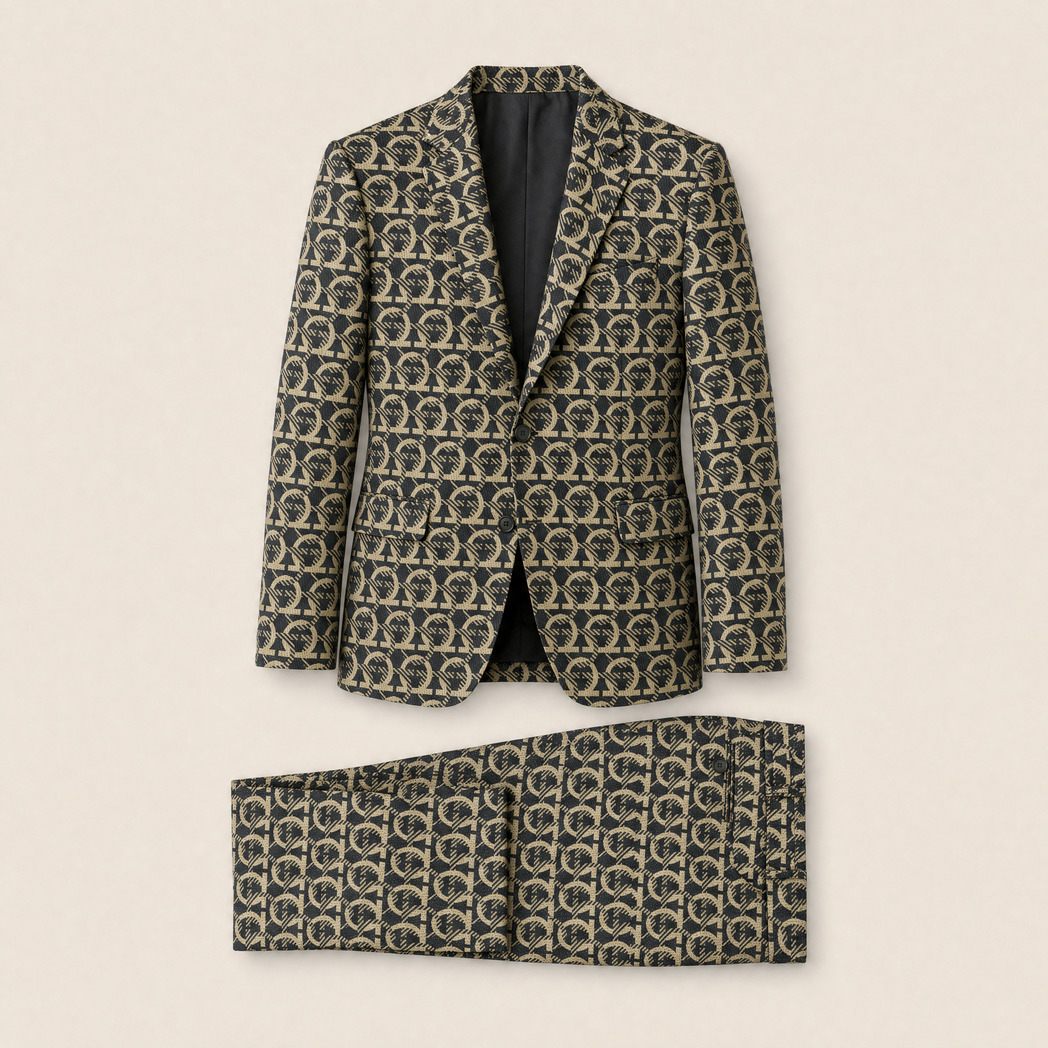 Stamp two-piece suit — Geometric jacquard