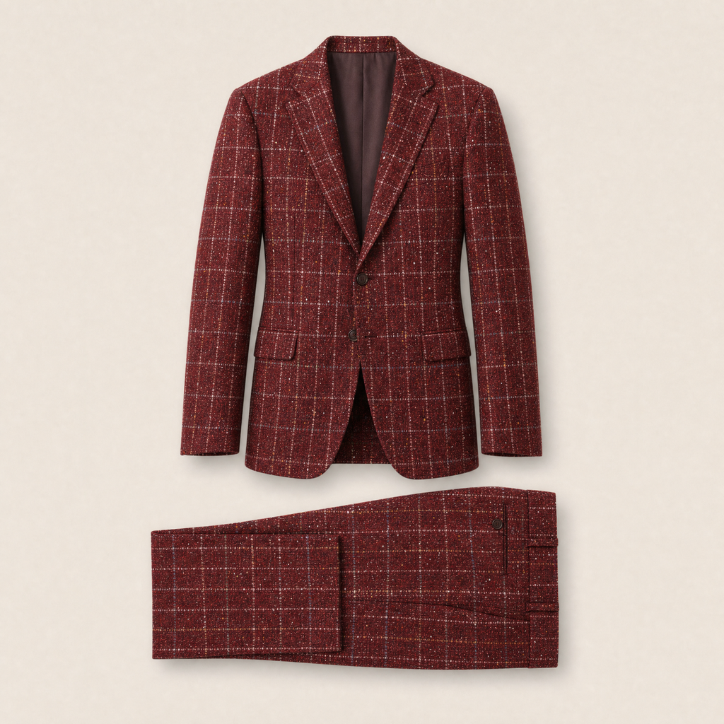 Strickland two-piece suit — Burgundy wool blend