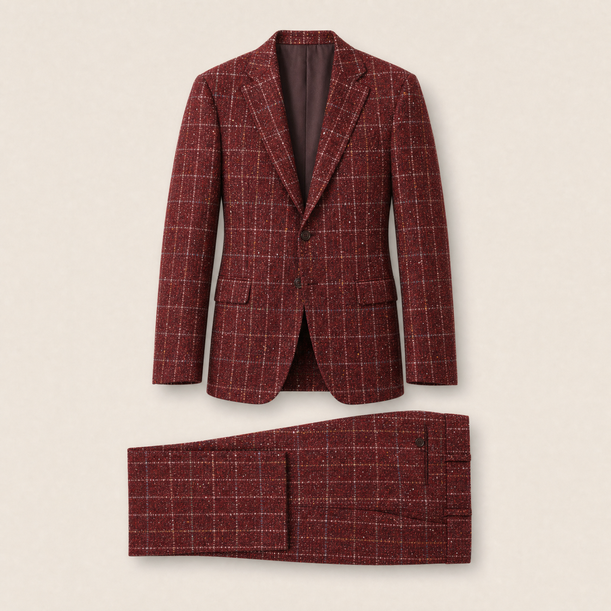 Strickland two-piece suit — Burgundy wool blend