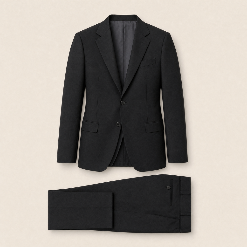 Sunders Two-Piece Suit — Black Technical, on model