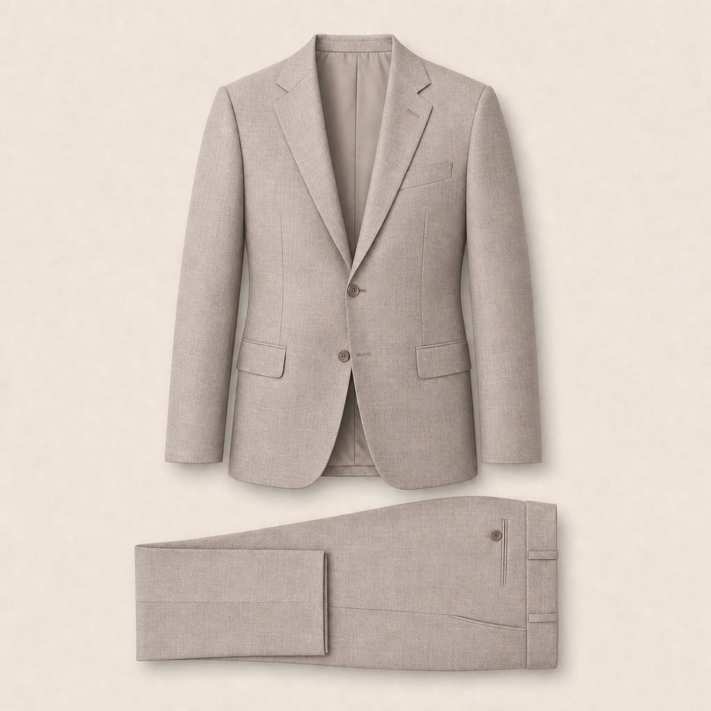 T1100 two-piece suit — Cream merino wool