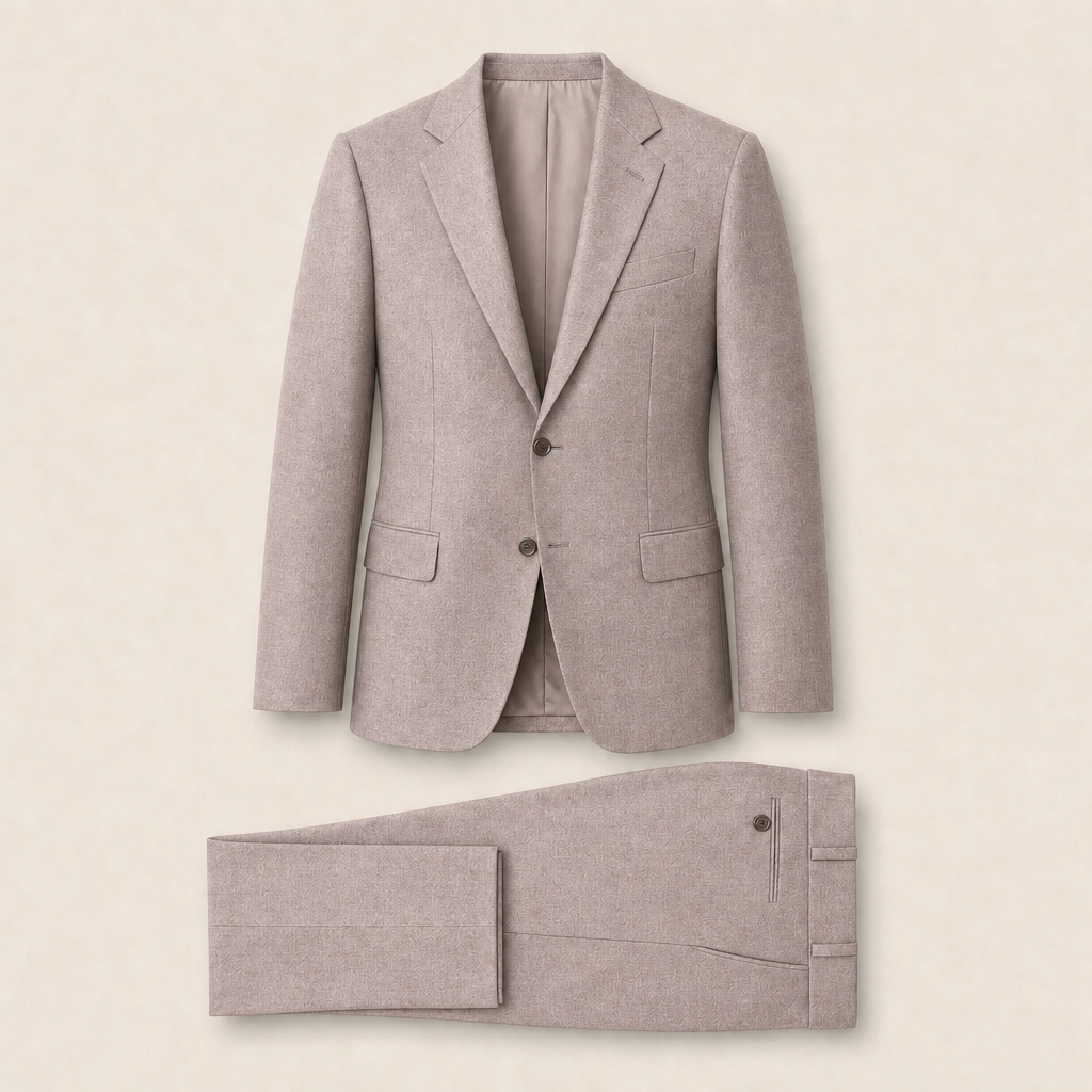 T1103 two-piece suit — Taupe merino wool