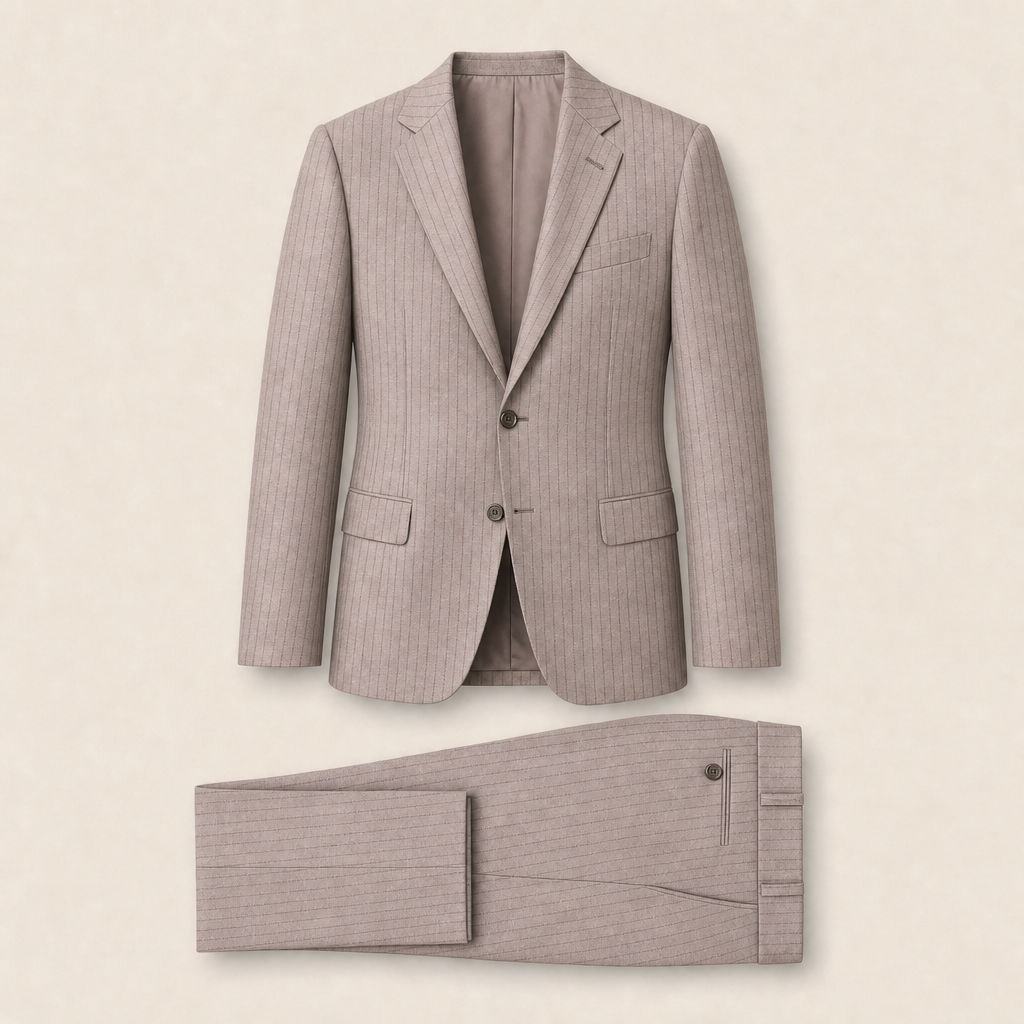 T1104 two-piece suit — Light Gray merino wool